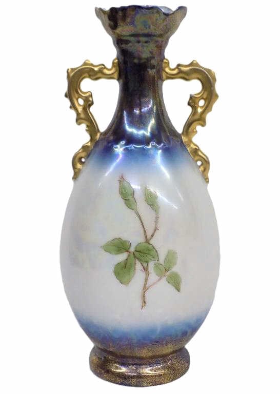 AUSTRIAN VICTORIA CARLSBAD FLORAL PORCELAIN VASE - 3