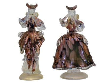 MURANO GOLDONI COUPLE VENETIAN GLASS FIGURINES