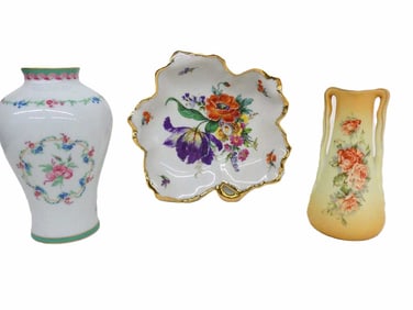 LOVELY FLORAL DECOR HAVILAND VASE LIMOGES BOWL