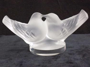 LALIQUE CRYSTAL ART GLASS LOVEBIRDS SCULPTURE