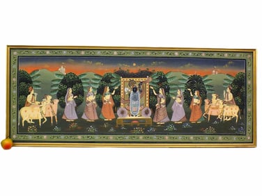 MONUMENTAL INDIAN LORD SHRINATHJI TEMPLE PAINTING