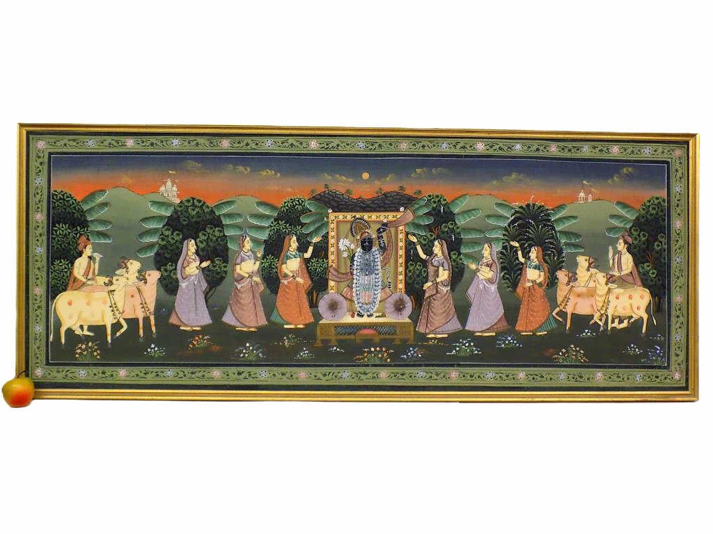 MONUMENTAL INDIAN LORD SHRINATHJI TEMPLE PAINTING (1 of 7)