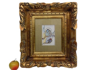 INDIAN HINDU DEITIES RADHA & KRISHNA BONE PAINTING