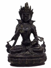 CHINESE BUDDHIST GODDESS TARA BRONZE STATUE