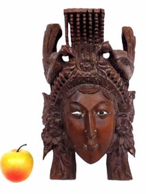 CHINESE IMPERIAL LIFE SIZE CARVED WOOD MASK