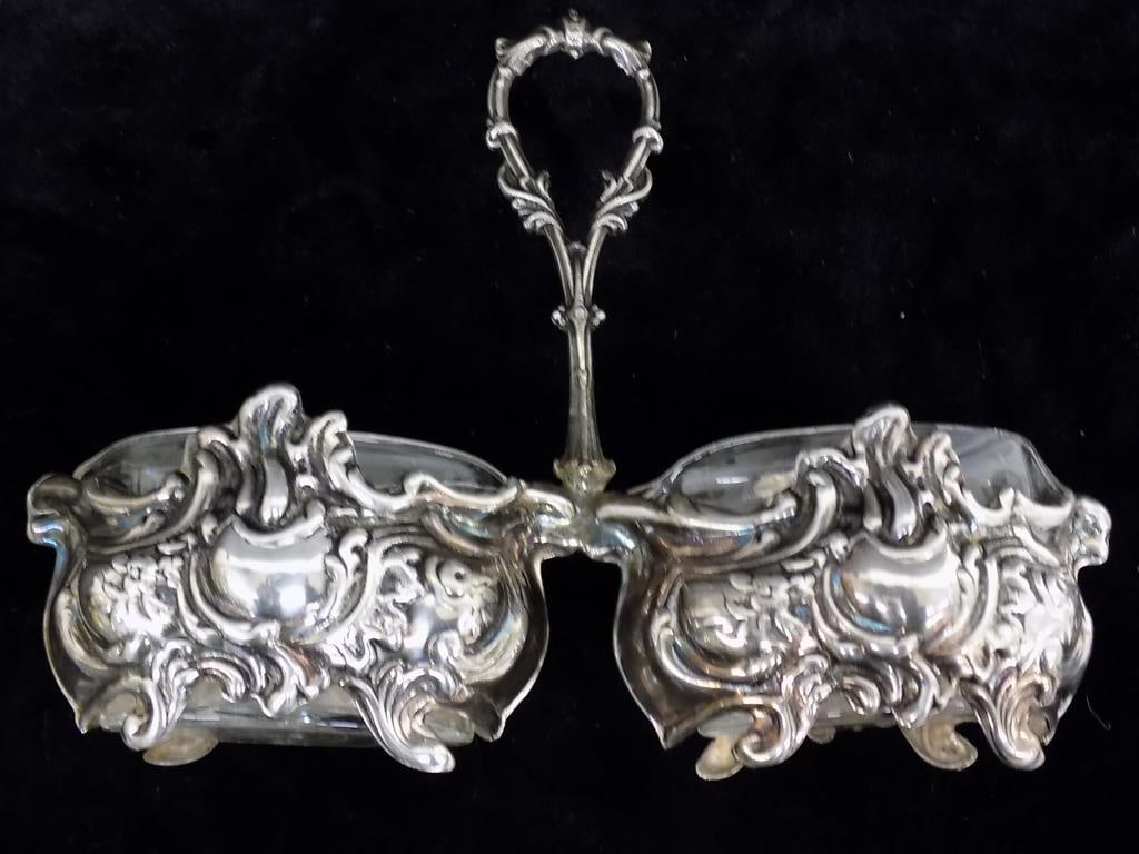 EMPIRE STERLING SILVER CANDLESTICKS W/ CRUET SET - 3