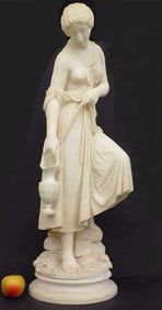 BIG VICTORIAN MAIDEN ITALIAN MARBLE STATUE 33.50"