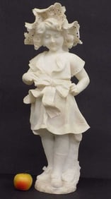 ADOLPHO CIPRIANI VICTORIAN GIRL MARBLE STATUE 27"