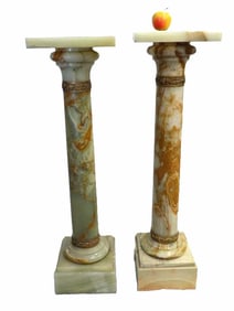 GORGEOUS BRONZE ONYX COLUMN PILLAR PEDESTALS