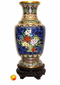 HUGE CHINESE CLOSONNE DRAGON PHOENIX PALACE VASE