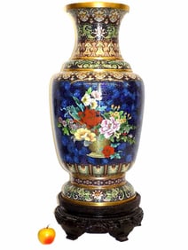 HUGE CHINESE CLOSONNE DRAGON PHOENIX PALACE VASE