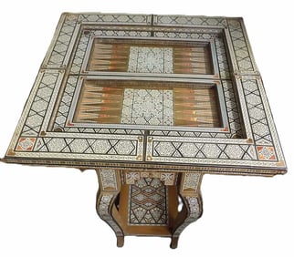 AMAZING INDIAN MICRO MOSAIC INLAY GAME TABLE