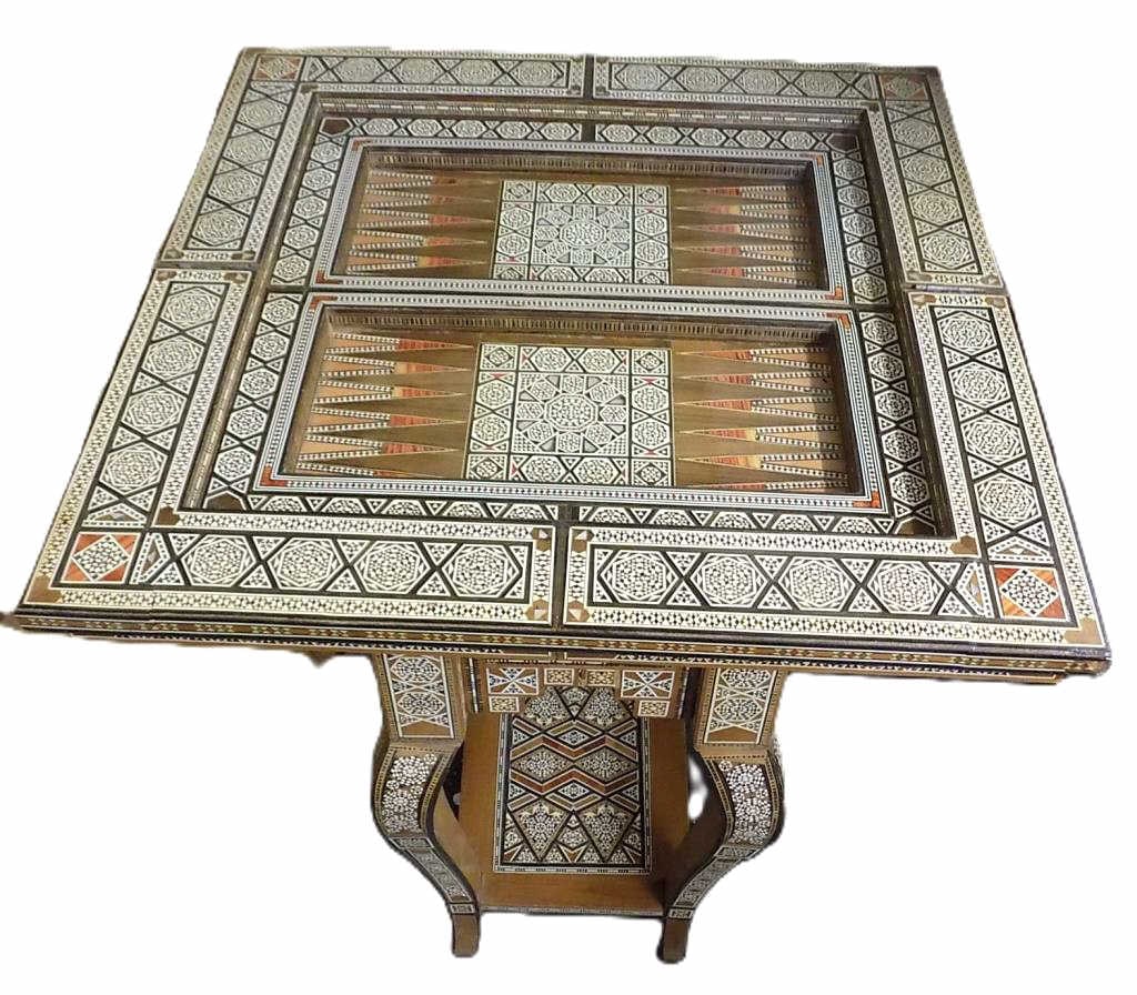 AMAZING INDIAN MICRO MOSAIC INLAY GAME TABLE (1 of 15)