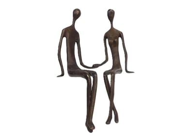 DAVID BURAKOFF MODERNIST BRONZE COUPLE SCULPTURE