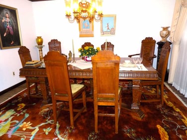 RENAISSANCE REVIVAL TABLE & 8 CHAIR SET