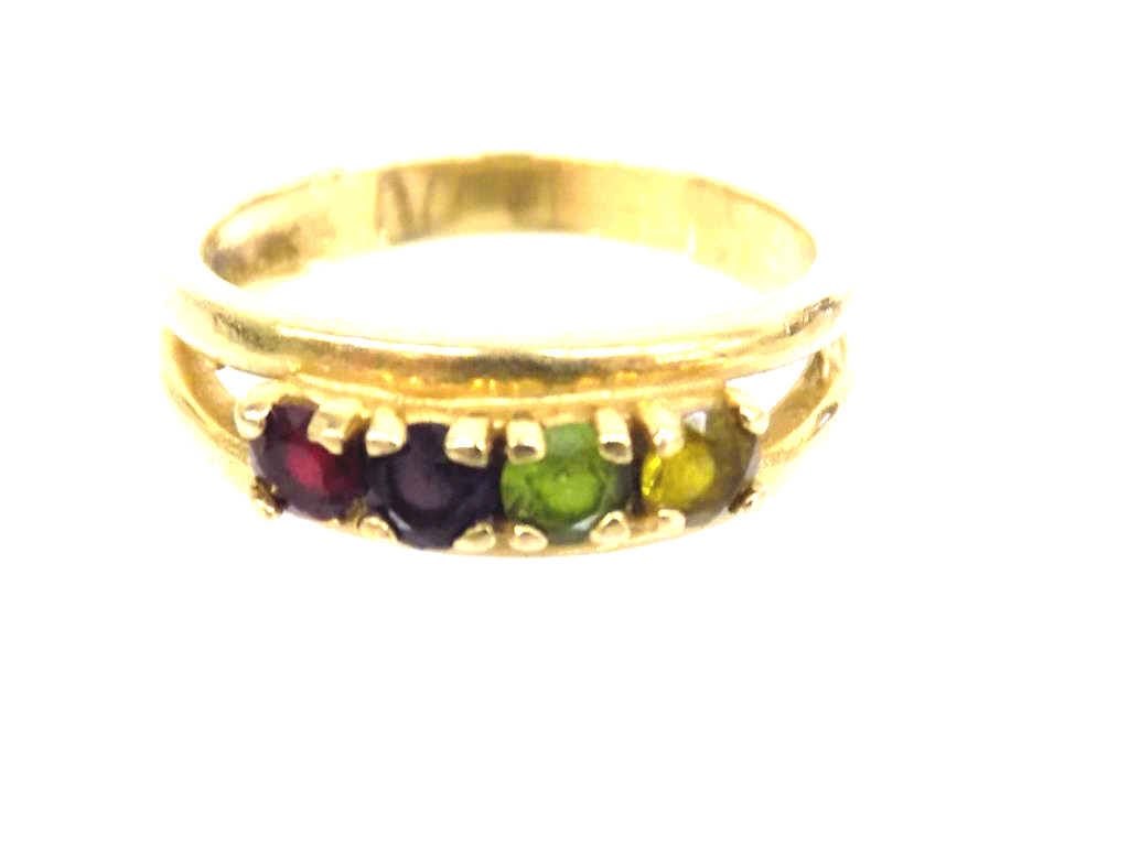 SOLID 14K YELLOW GOLD MULTI GEMSTONE RING - 2