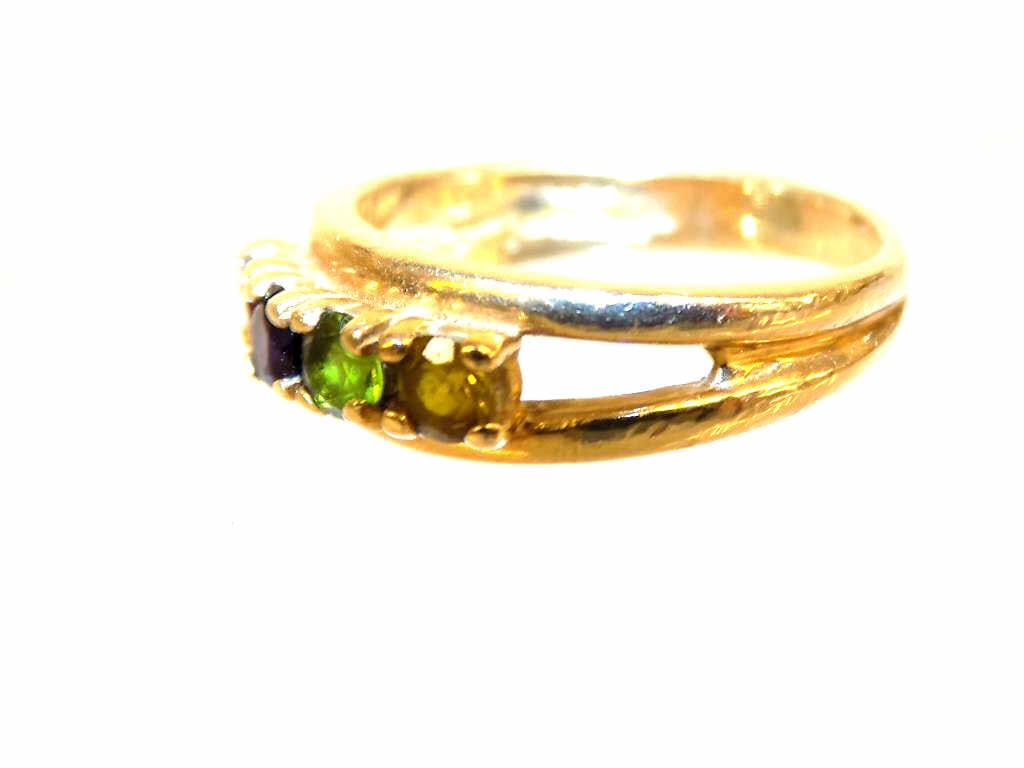 SOLID 14K YELLOW GOLD MULTI GEMSTONE RING - 3