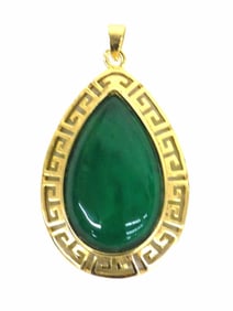 CHINESE GOLD VERMEIL JADE NECKLACE PENDANT