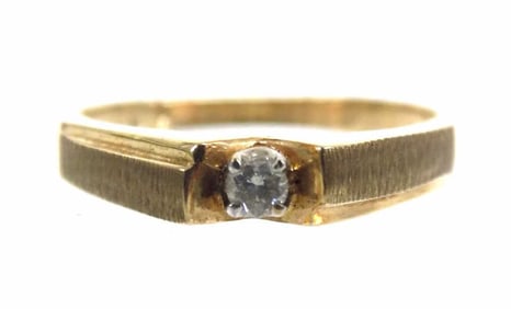 MODERNIST SOLID 10K GOLD AND DIAMOND RING