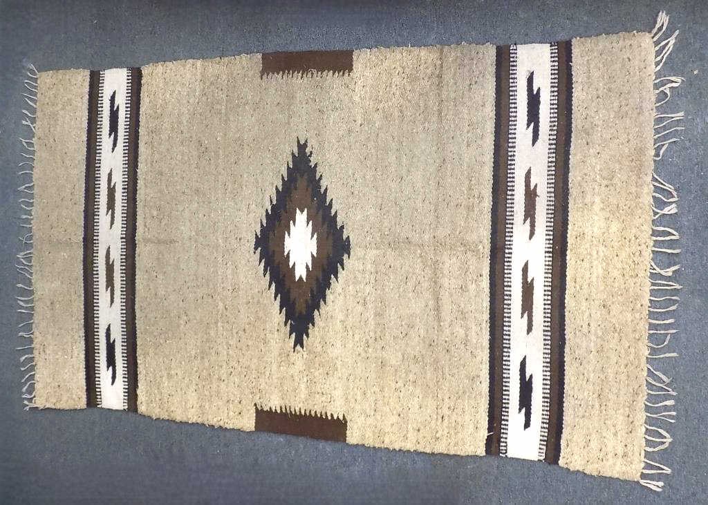 NATIVE AMERICAN INDIAN NAVAJO EYE DAZZLER RUG: Native American Indian Eye Dazzler Rug. Thick Hand Made Spun Wool. Height 46" x Width 1" x Length 78"