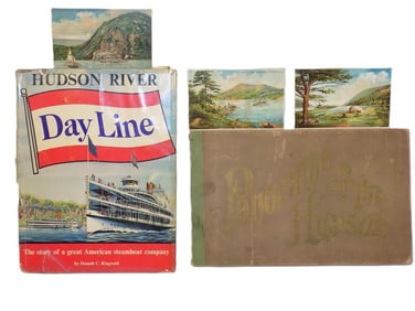 HUDSON RIVER SHIP & PANORAMA BOOKS W/ POSTCARDS