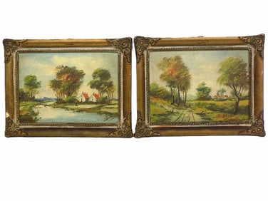 VICTORIAN FRAMED MINIATURE LANDSCAPE PAINTINGS
