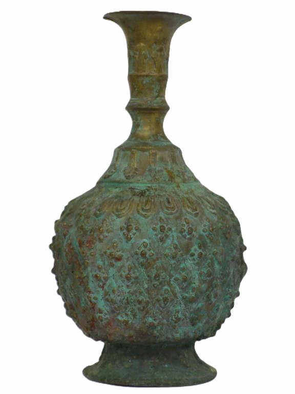 PERSIAN GILT BRONZE CEREMONIAL VASE: Persian Gilt Bronze Ceremonial Vase. Height 9" x Width 4.5" x Length 4.5" 3 lbs
