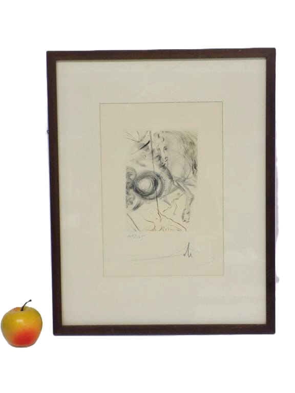 SALVADORE DALI - HELL OF CRUEL BEAUTIES ETCHING: Salvadore Dali - France Spain 1904-1989 - Surrealist Drypoint Etching Entitled L'Enfer Des Beautes Crulles / The Hell of The Cruel Beauties. Limited Numbeed and Signed Edition From The Le Decameron