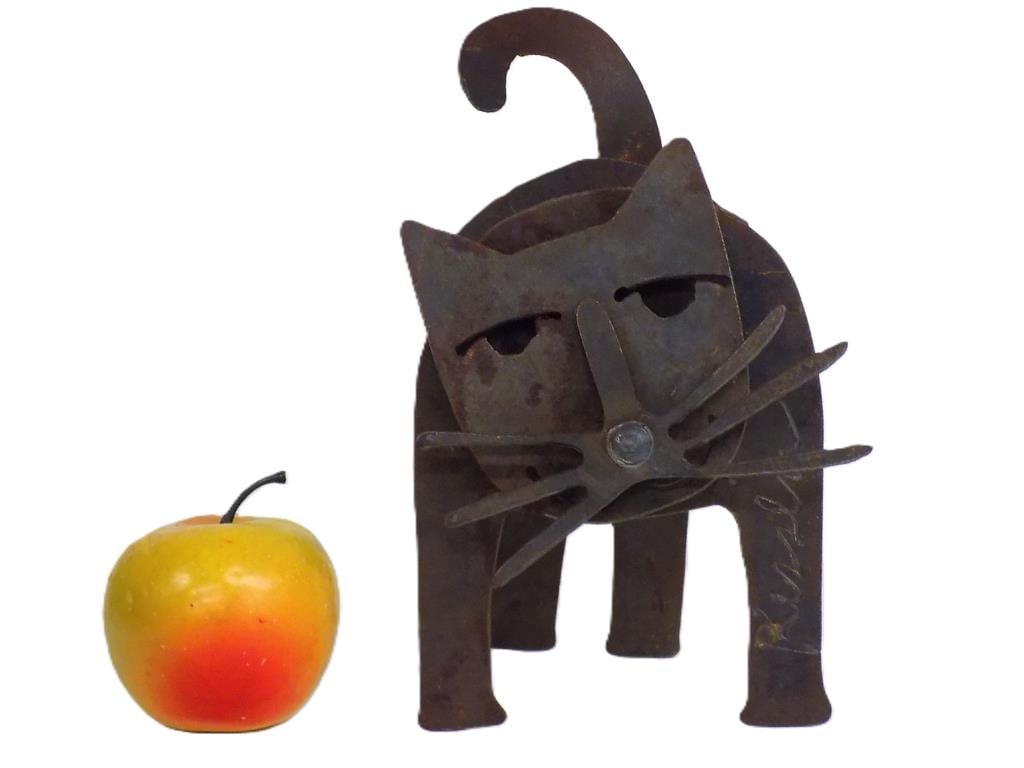 FRED KESSLER - FOLK ART BLACK CAT STEEL SCULPTURE (1 of 4)