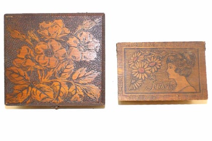 FLEMISH ART DECORATED WOODEN VANITY BOXES