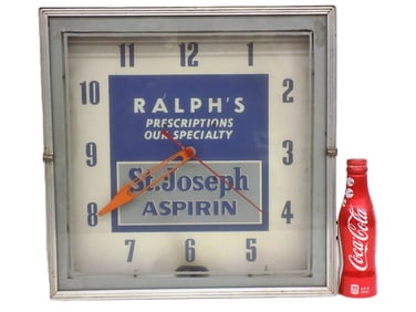 ST JOSEPH ASPIRIN DRUG STORE ADVERTISING CLOCK