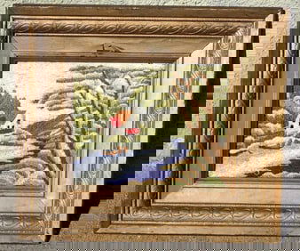 ANTIQUE FOLK ART COUNTRY LANDSCAPE STUMPWORK