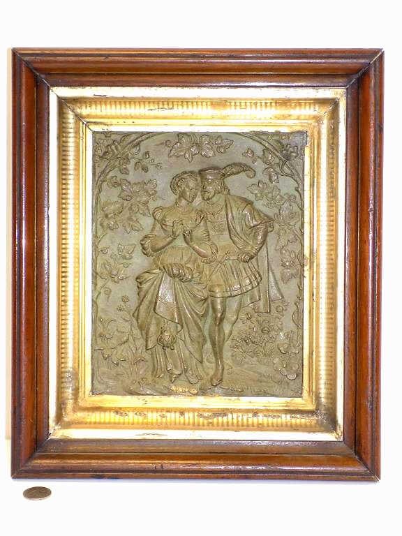 19TH CENTURY RENAISSANCE COUPLE BRONZE PLAQUE (1 of 3)