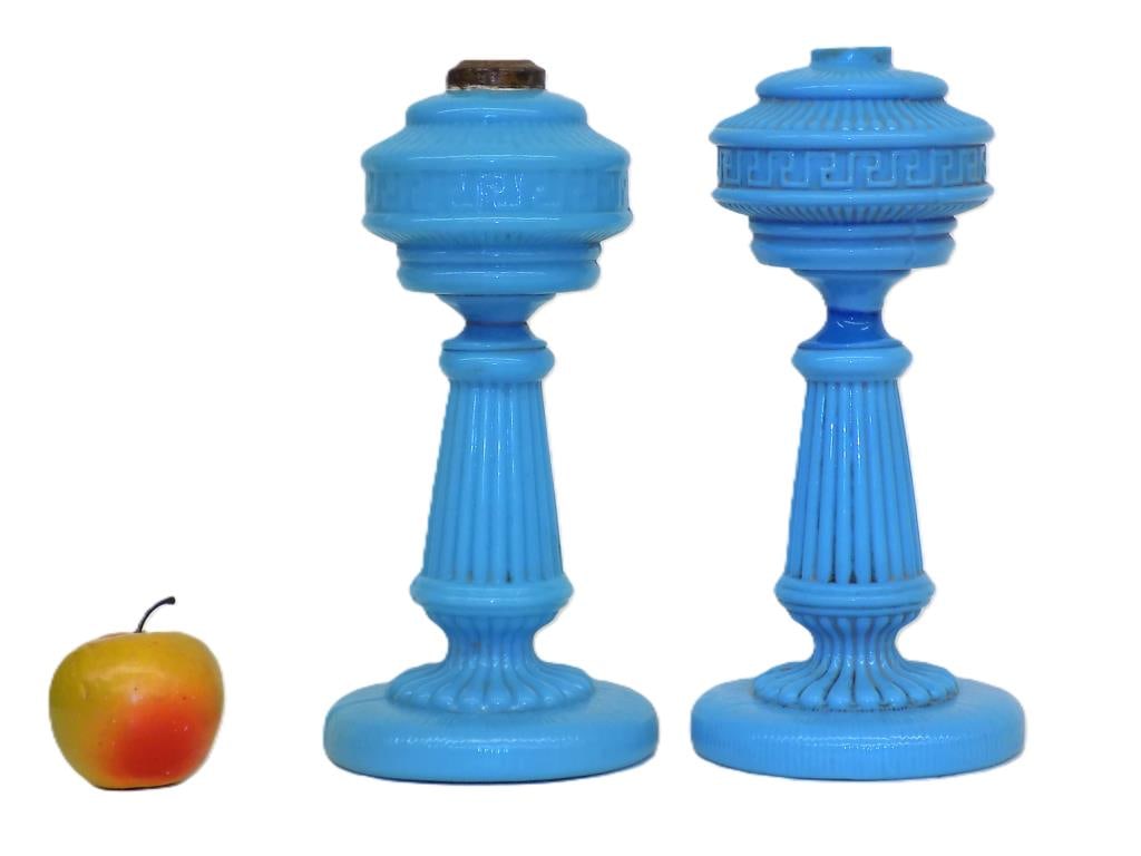 19TH CENTURY VICTORIAN MILK GLASS OIL LAMPS (1 of 2)