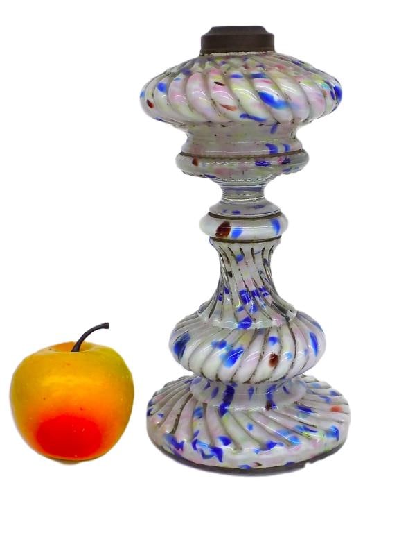 19TH CENTURY VICTORIAN MILLE FIORE GLASS OIL LAMP (1 of 3)