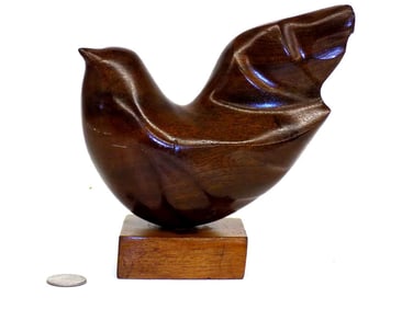 MIDCENTURY MODERN PEACE DOVE TEAK WOOD SCULPTURE