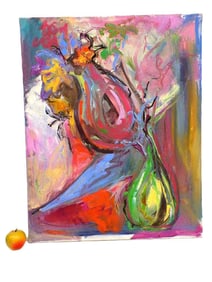 MIDCENTURY ABSTRACT FLOWERS PAINTING