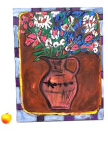 TURK - ABSTRACT FLOWERS STILL LIFE PAINTING