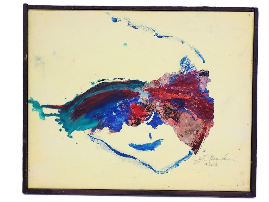 JOHN BEARDMAN - ABSTRACT MARDI GRAS PAINTING: John Beardman - American 1937-2025 Modern Abstract Expressionist Painting. Entitled Mardis Gras. Acrylic on Canvas. Artist Titled, Dated & Signed. 16" x 20". John Beardman was born in Youngstown Ohio