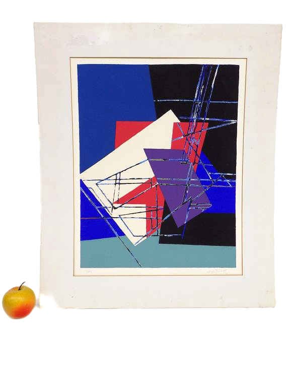 GERHARD WIND 3 CONSTRUCTIVE COMPOSITIONS SERIGRAPH: Gerhard Wind - German 1928 -1992 - Midcentury Abstract Geometric Art Serigraph. Numbered & Sgned Lower Margin. 21" x 25" Matted