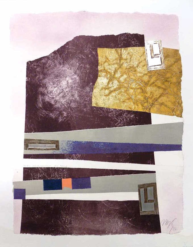 MIDCENTURY ABSTRACT MIXED MEDIA SIGNED ILLEGIBLY (1 of 3)