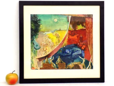 SURREALIST FIGURES WATERCOLOR SIGNED BEN SHAHN