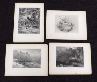 1800'S NATURE SCENE ENGRAVINGS BONHEUR LANDSEER