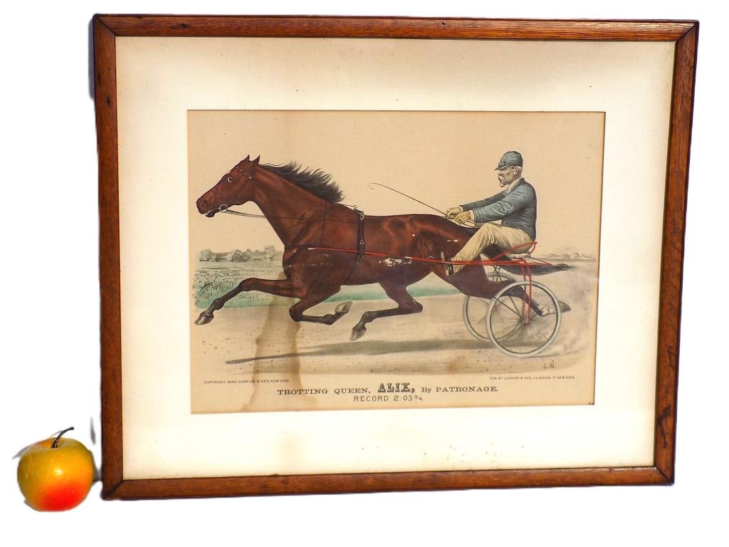 1893 CURRIER & IVES TROTTING QUEEN ALIX LITHOGRAPH (1 of 4)