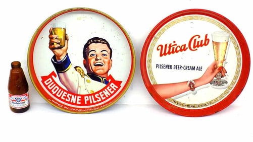 1940'S DUQUESNE & UTICA CLUB PILSENER BEER TRAYS