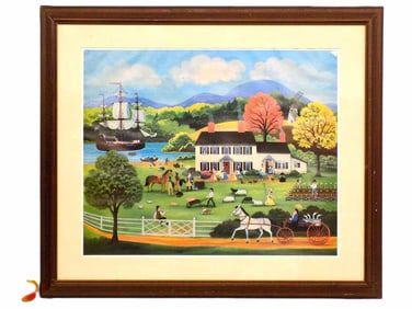 ALICE GEDDES WOODWARD - FOLK ART SIGNED LITHOGRAPH