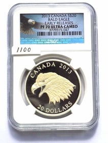 CANADA 2013 $20 BALD EAGLE ULTRA CAMEO NGC PF 70