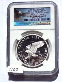 CANADA 2013 $20 BALD EAGLE ULTRA CAMEO NGC PF 70