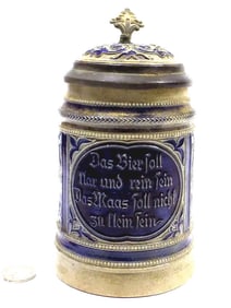 GERMAN PURE BEER SAYING COBALT BEER STEIN