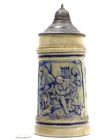 GERMAN STONEWARE FAREWELL BEER STEIN
